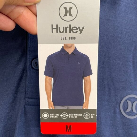 NEW Hurley Men's M Performance Polo Shirt Moisture-Wicking UPF 30+ Blue - Picture 5 of 7